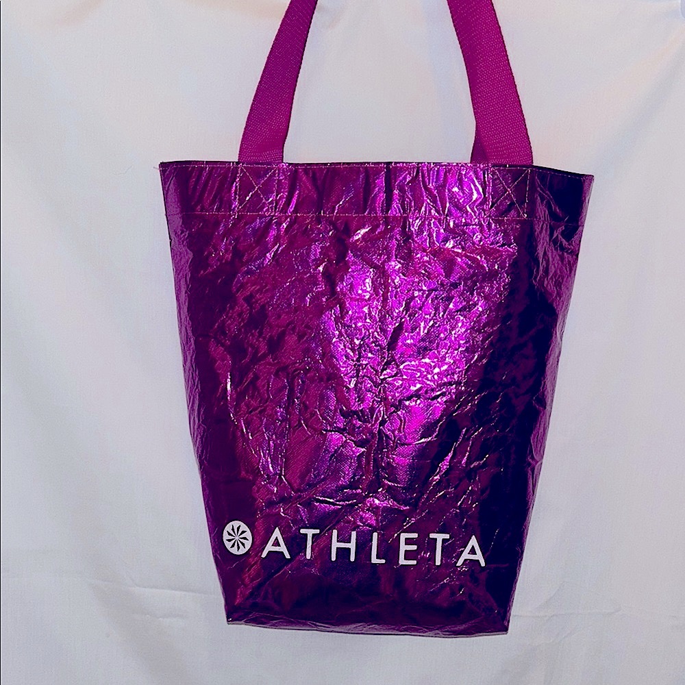 Athleta Pink Tote Bag with Metallic Finish